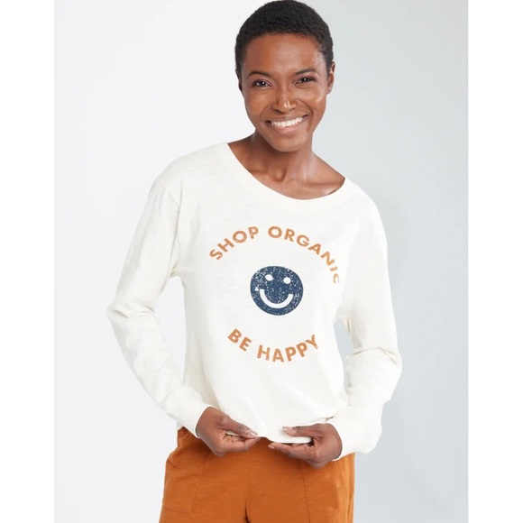 Known Supply Tops - Natural by Known Supply Shop Organic Be Happy Long Sleeve T-Shirt Size Large